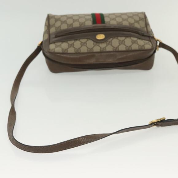 GUCCI GG Supreme Web Sherry Line Shoulder Bag Pvc Beige Gold Red - Picture 7 of 16